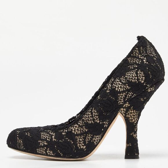 Dolce & Gabbana Black Lace Round Toe Pumps Size 37.5,New Products : American Fashion Style Bags On Sale